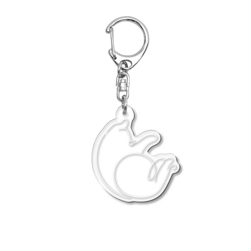 レイにーの仰向けシンプル白猫 Acrylic Key Chain