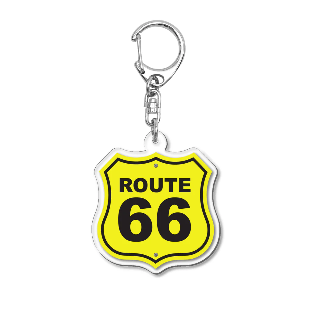 アロハスタイルハワイのU.S. Route 66  ルート66　イエロー アクリルキーホルダー