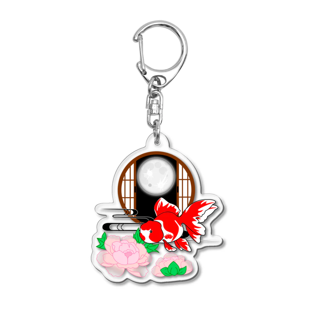 青蓮堂 -セイレンドウ-の牡丹にオランダ獅子頭 Acrylic Key Chain