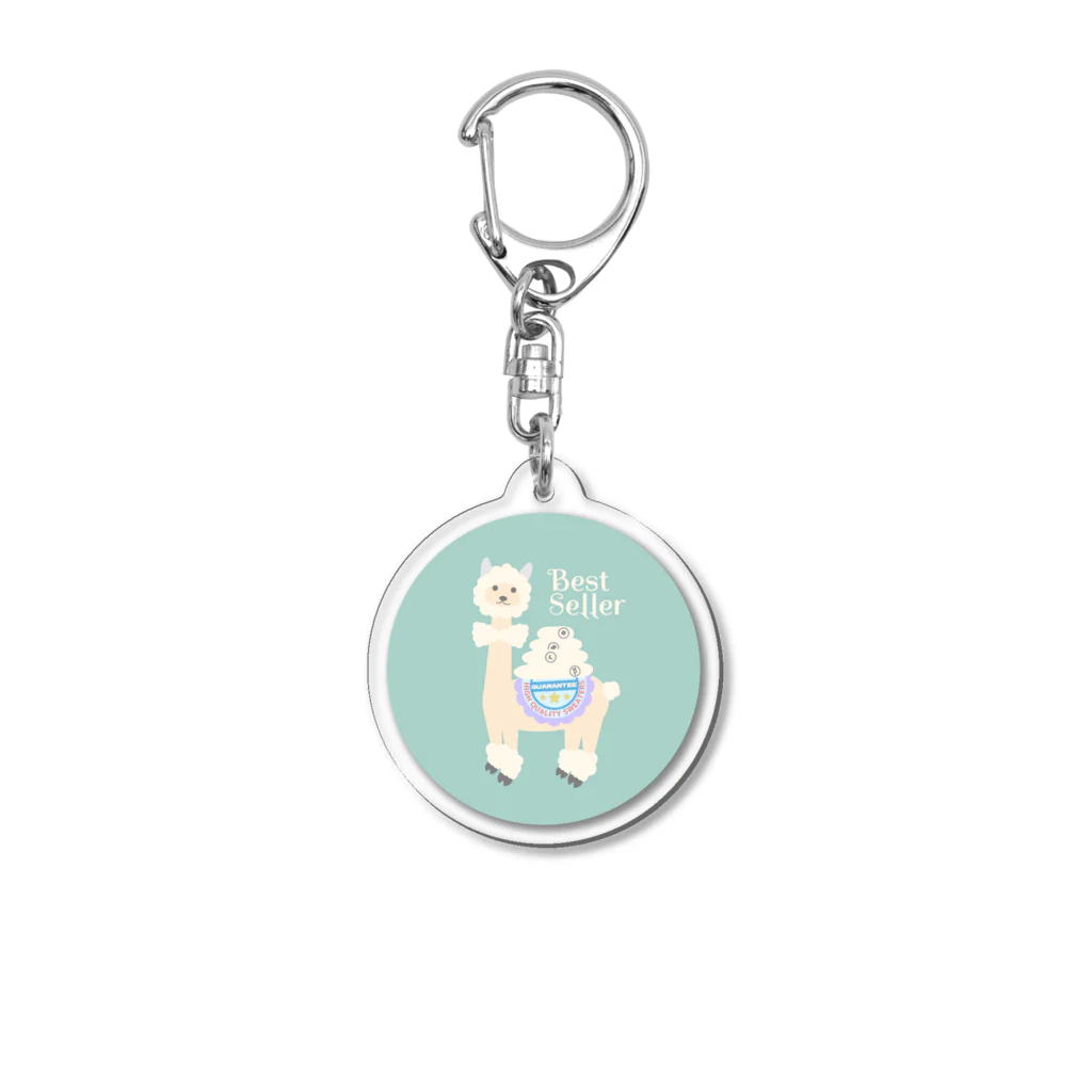 はたらくアルパカ アルさんのアルパカ セーター売り(サイズシール貼るの雑すぎ) Acrylic Key Chain