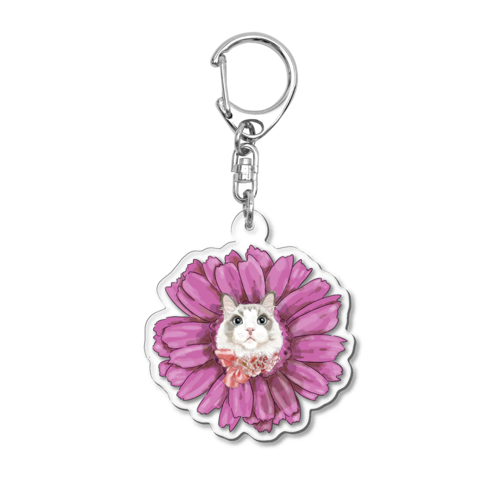 みきぞーん｜保護猫 ミッキー画伯と肉球とおともだちのkomugi gerbera Acrylic Key Chain