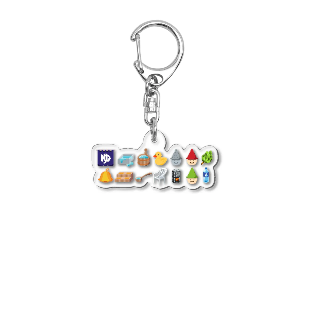 .SAUNA（ドットサウナ）のサウナアイテム集合（横） Acrylic Key Chain