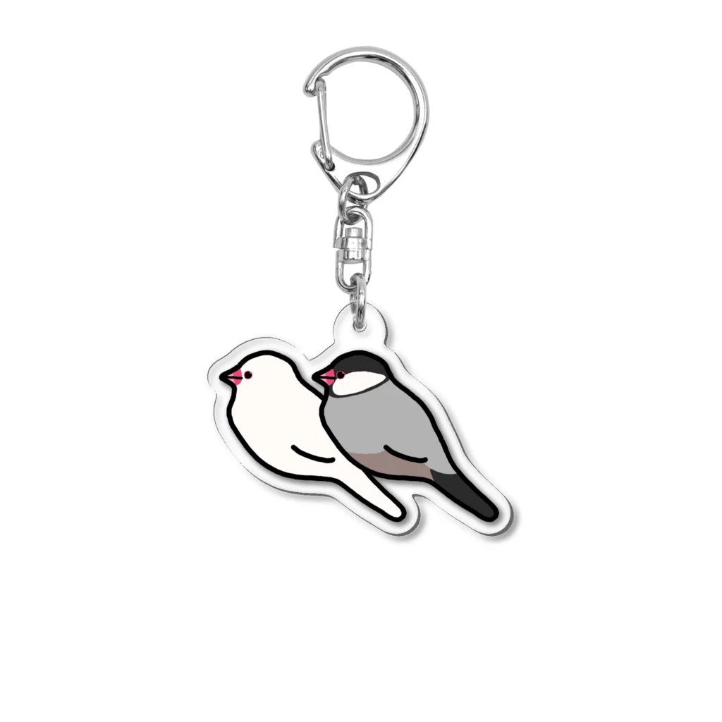 Oshiboriの白文鳥と桜文鳥 Acrylic Key Chain