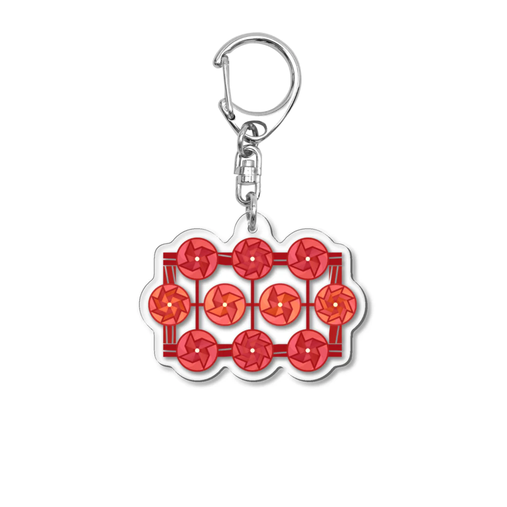 ハナドリカ SUZURI店の赤いかざぐるま（透） Acrylic Key Chain