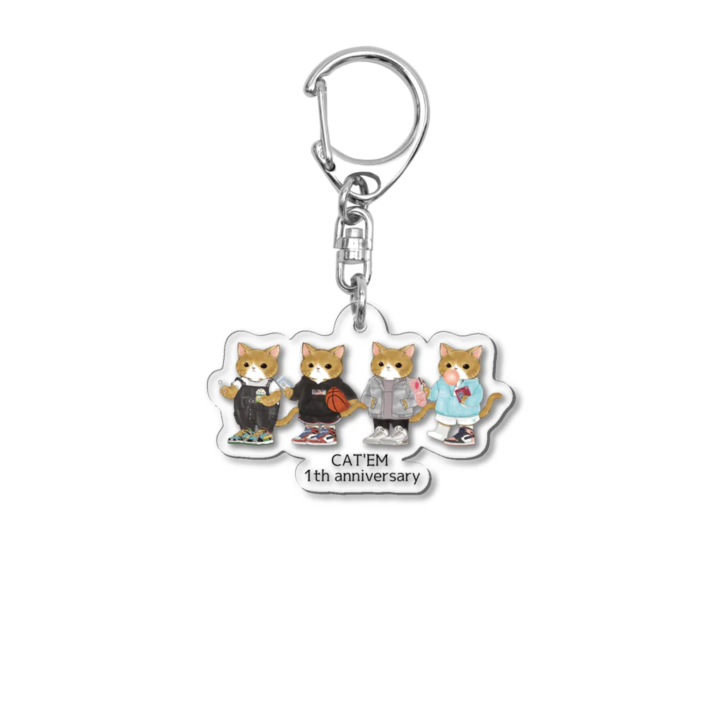 CAT'EM キャッテム　スニーカーを履いた猫のブランドの1th anniversary　スニーカーを履いた猫のブランド Acrylic Key Chain