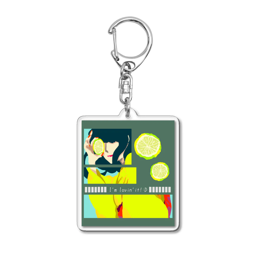 GOODS SHOP【そぞろな小窓】 SUZURI店の【I'm lovin' it! :D -lemon-】アクリルキーホルダー Acrylic Key Chain