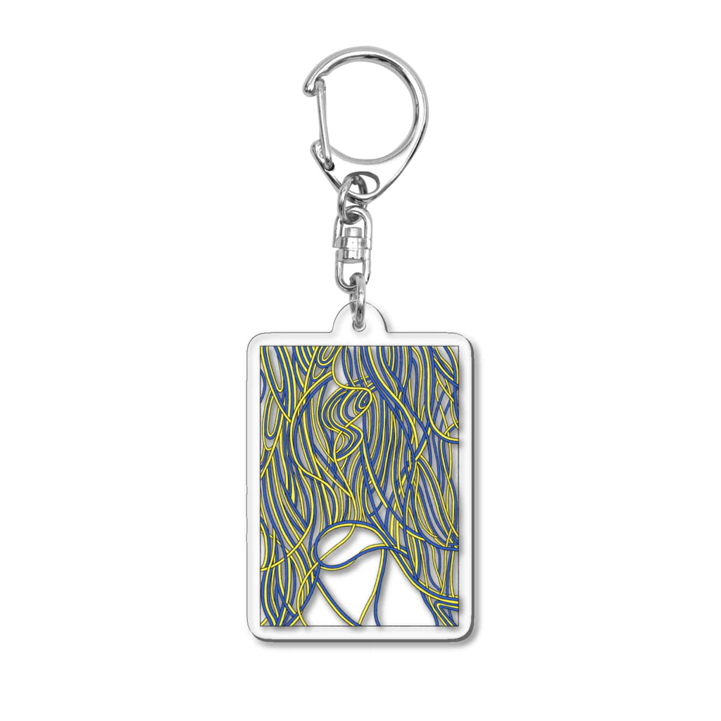 よみかえりの糸：yellow&blue Acrylic Key Chain