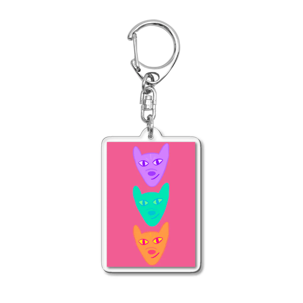 りのりのザウルスのイヌマッスルきょうだいなかよく(背景あり/縦社会) Acrylic Key Chain