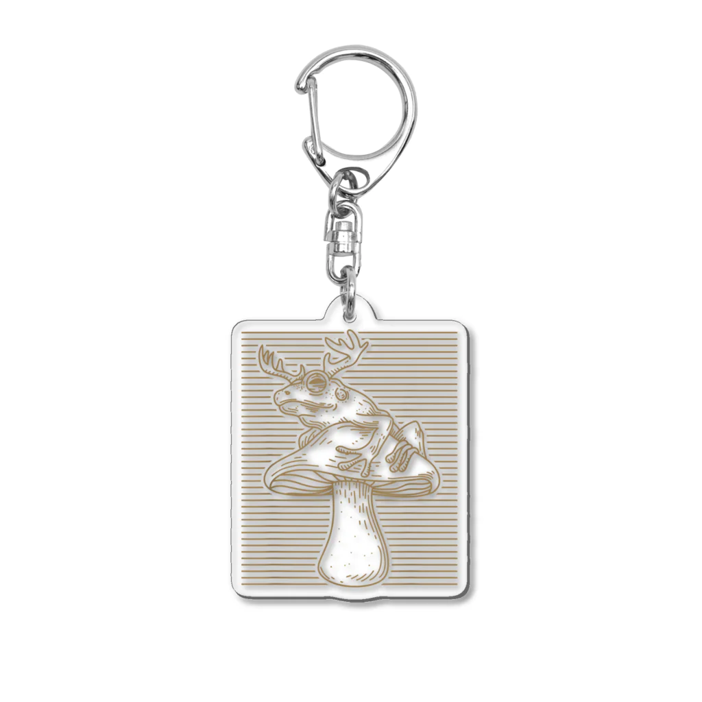 MitsubaPrintsのCottagecore Aesthetic Mushroom Antlers Toad Mycology MorelTシャツ Acrylic Key Chain