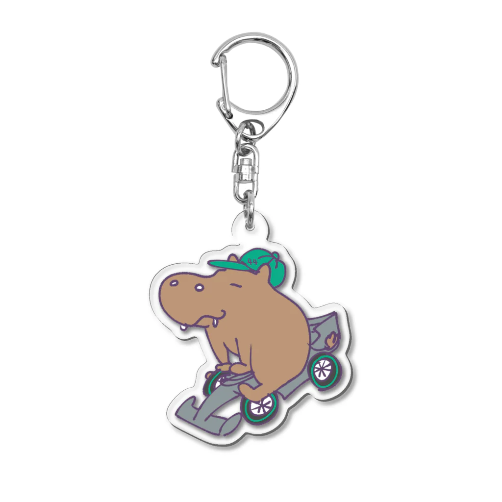 🥖こげぱん🐾のこげぱんカバ　F1ドライバー アクリルキーホルダー