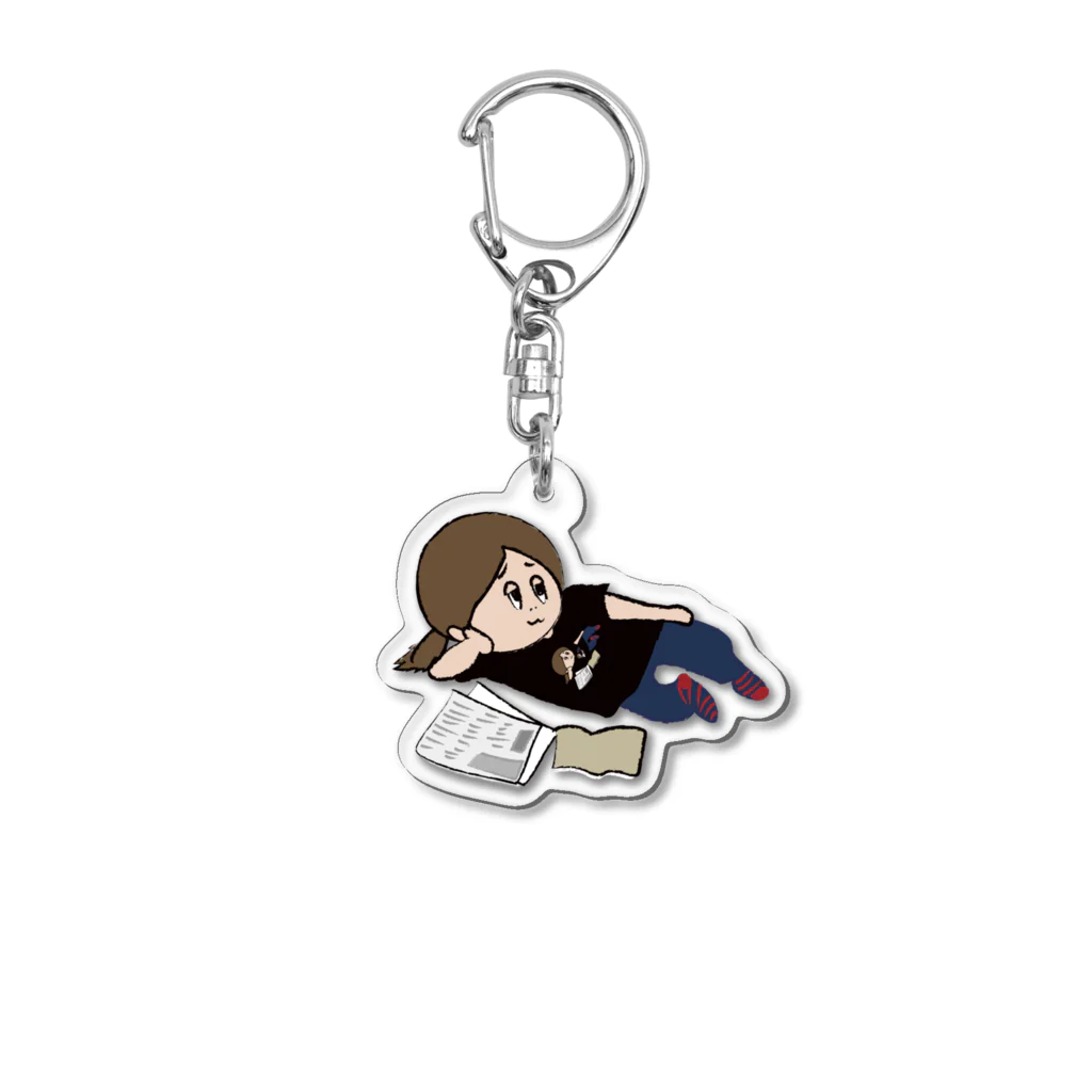 たかととんび印刷雑貨企画のかごんTシャツを着てくつろぐかごん Acrylic Key Chain