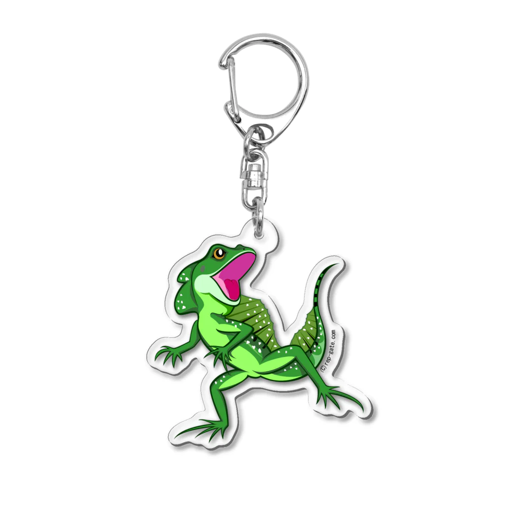 もむのふの爬虫類グッズやさんの水辺の忍者グリーンバシリスクアクキー Acrylic Key Chain