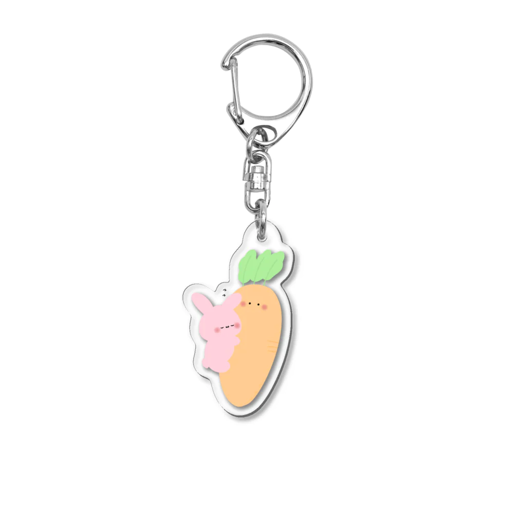 ukanoshopのにんじんとすやすやうさぎ Acrylic Key Chain