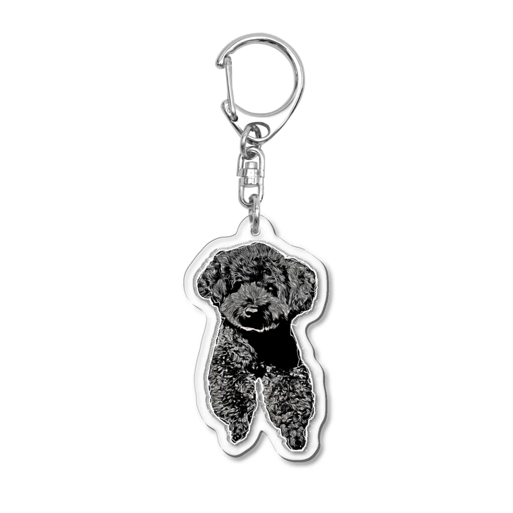 BLACK-POODLEのコミック風 ブラックトイプードル Acrylic Key Chain