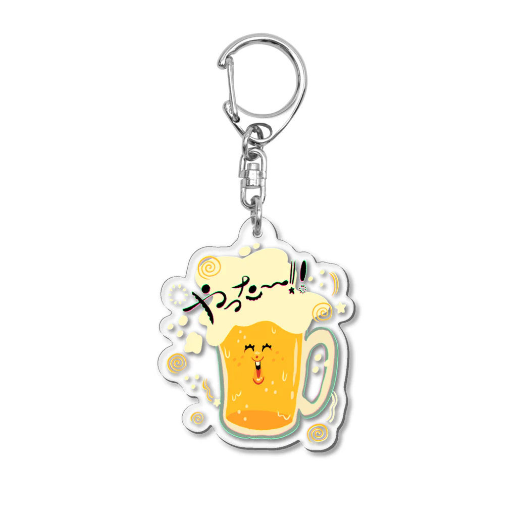 愉快レトロ雑貨屋★39太郎のやった〜★ビール君 Acrylic Key Chain