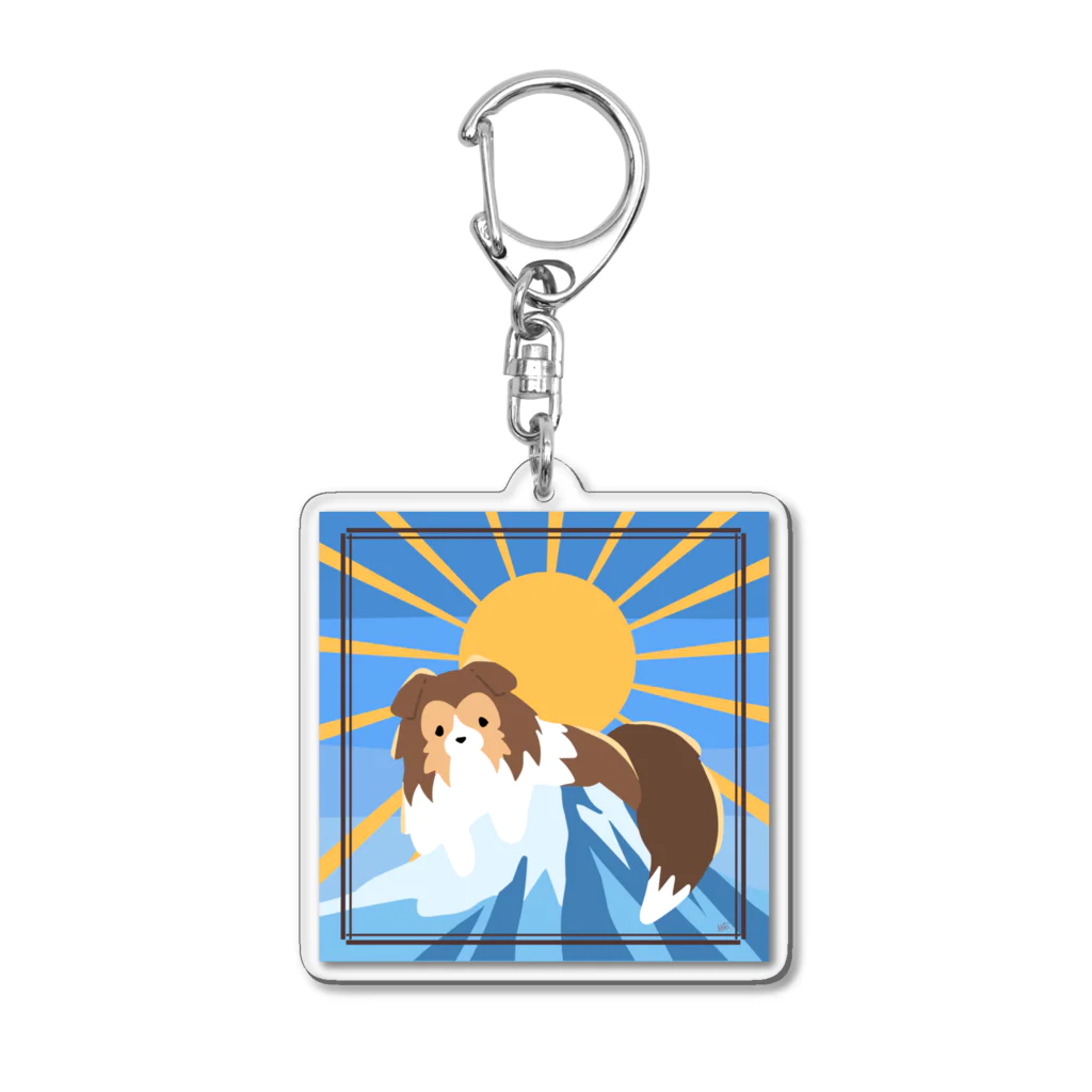 Kotetsu diary(SUZURI店)のシェルティ×富士山(青) Acrylic Key Chain