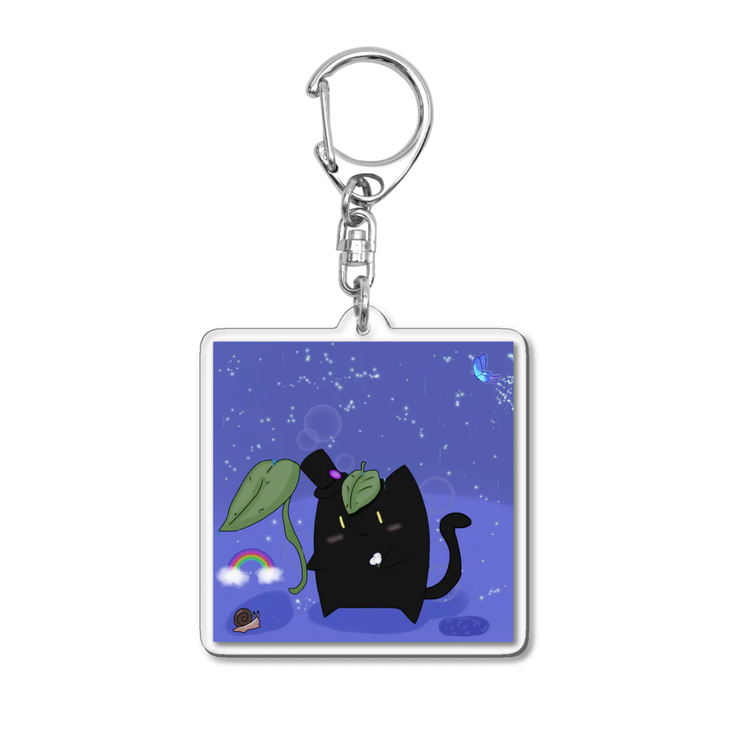 神鬼 怜(かみき れい)の雨の日の黒猫 Acrylic Key Chain