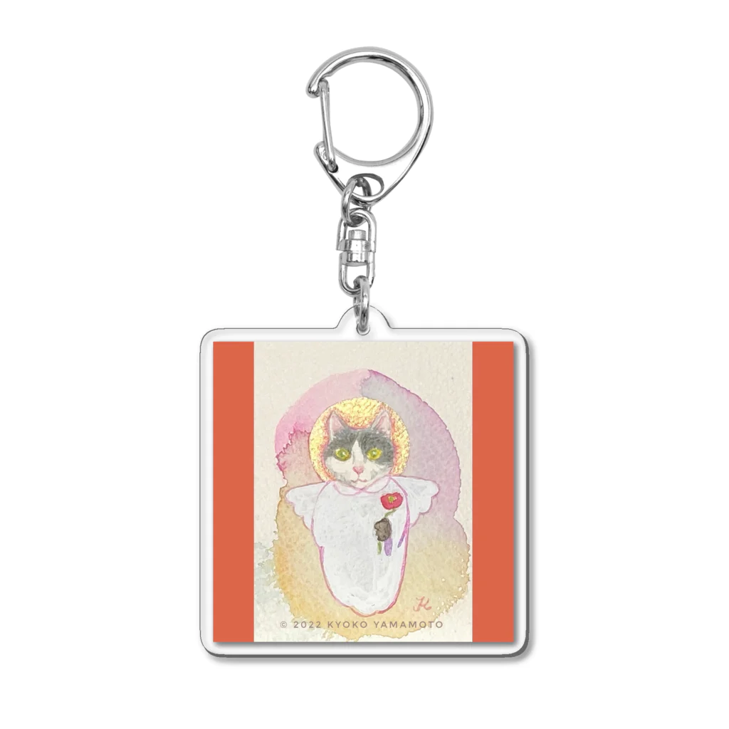 くまきち＠kyonyamamotoの猫天使シリーズ 「ポピー」 Acrylic Key Chain