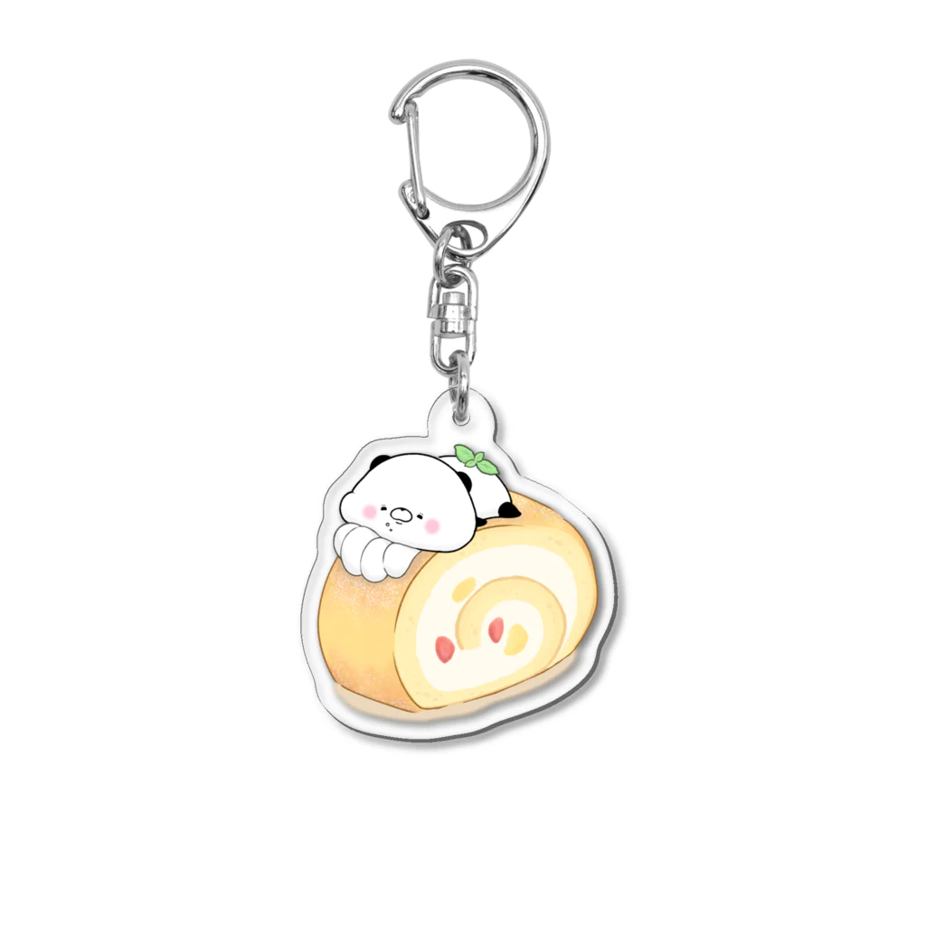 こころにパンダのロールケーキ Acrylic Key Chain