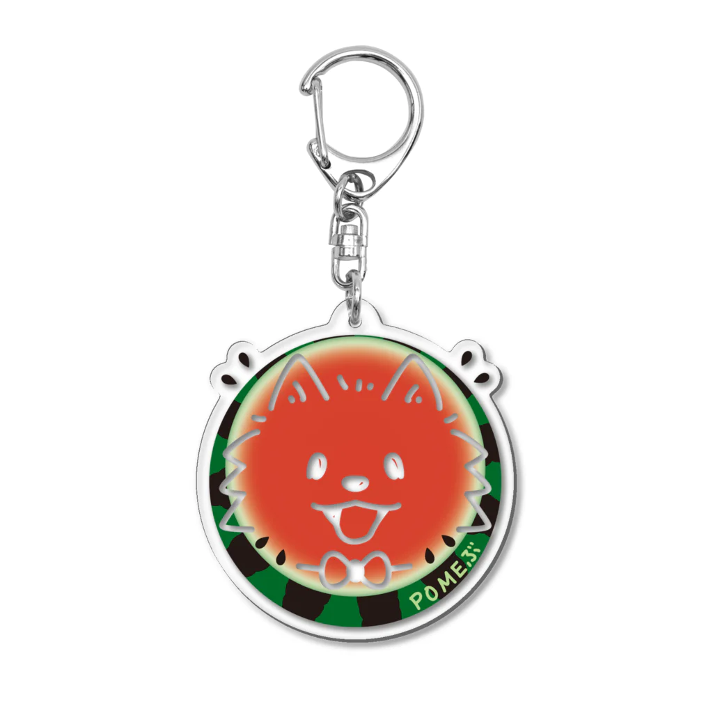 イラスト MONYAAT のPOMEぶ Dスイカとポメラニアン Acrylic Key Chain