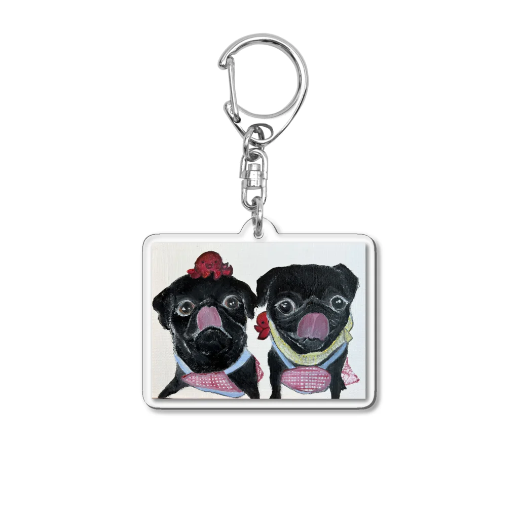 M_pugのくろぱぐ❤️ふたご Acrylic Key Chain