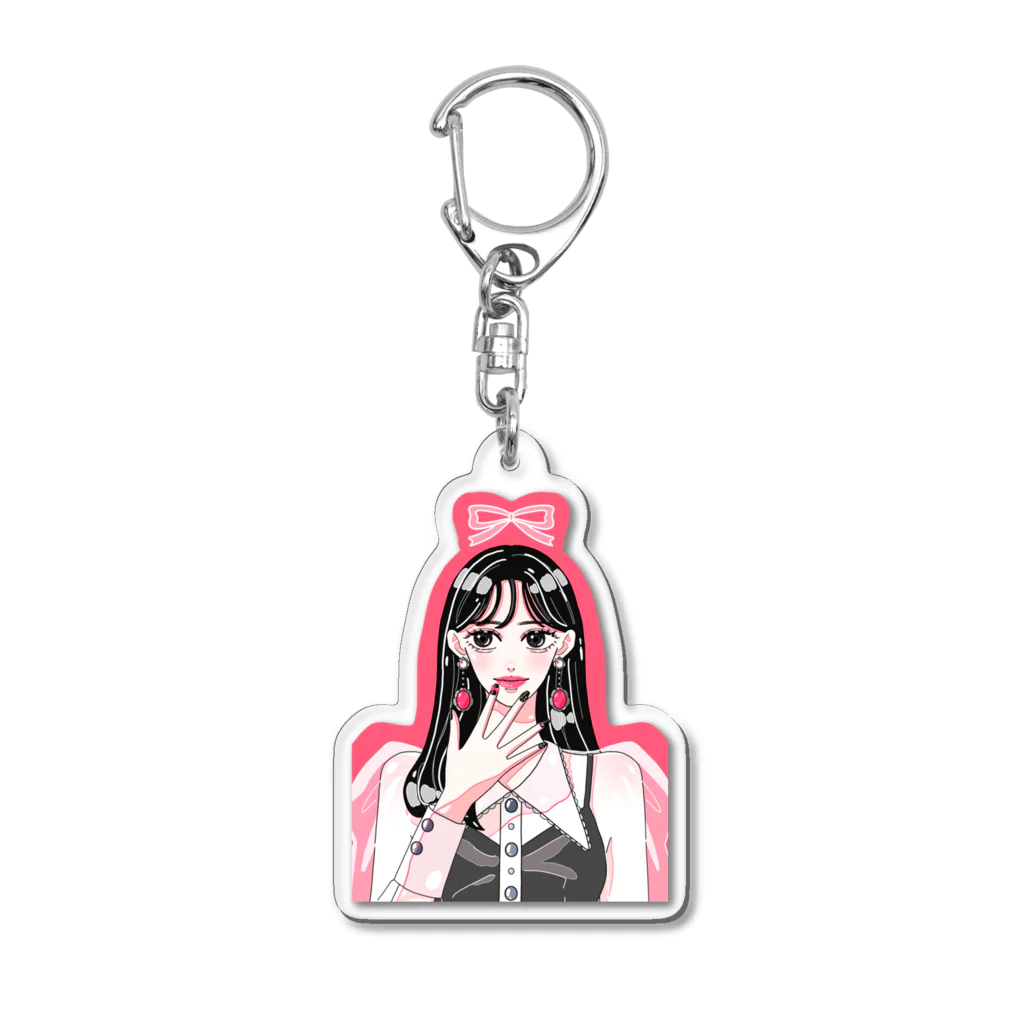 LUNANI TSUKIのLuna-ピンクと女の子 Acrylic Key Chain