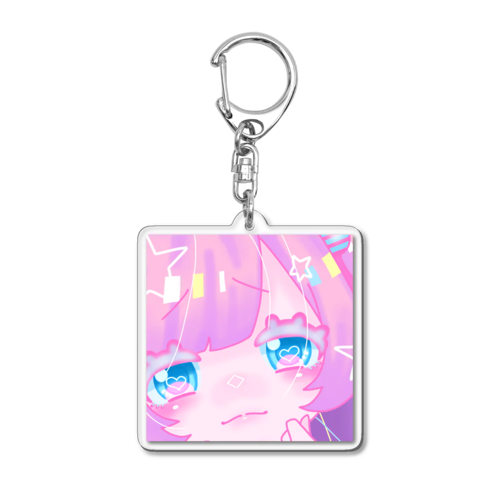 ぽぽろ🦇のピンクと水色のキラキラ女の子 Acrylic Key Chain