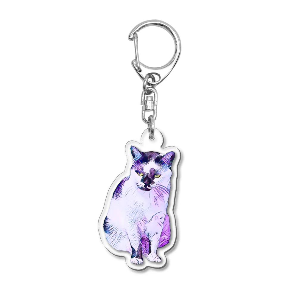 ねこまみれのアンニュイなネコ Acrylic Key Chain