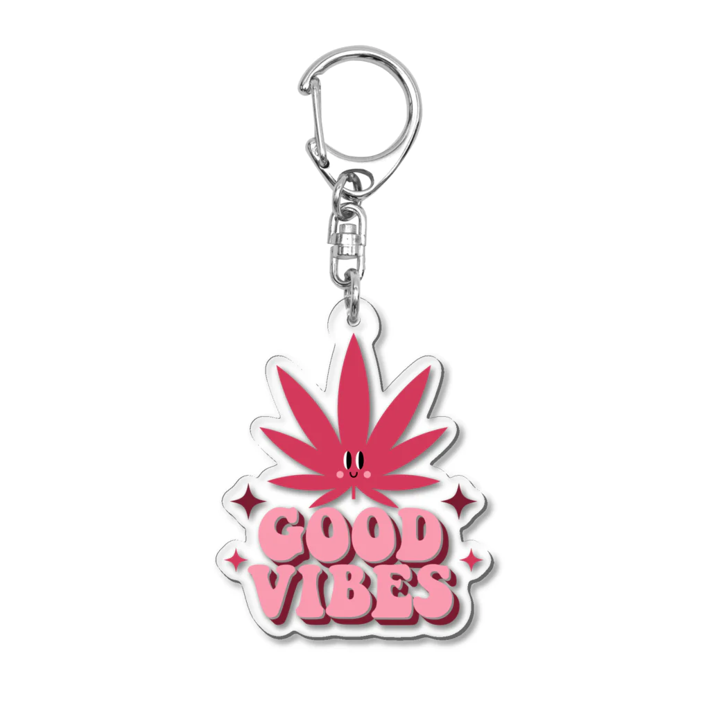 420 MUSIC FACTORYのGOOD VIVES グッドバイブス 大麻 マリファナ カナビス ヘンプ ガンジャ Acrylic Key Chain