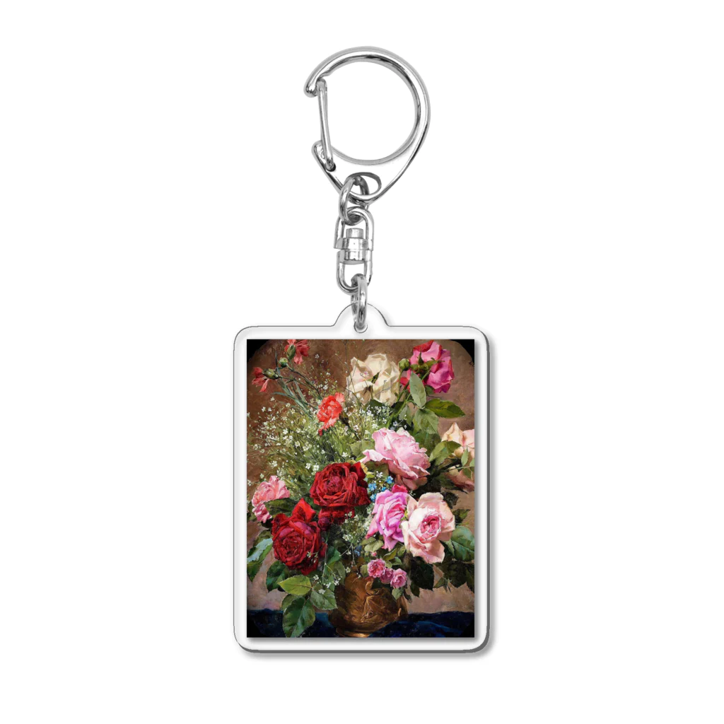 花名画アートグッズのルイ・マリー・ド・シュライバー《薔薇のある静物》 Acrylic Key Chain