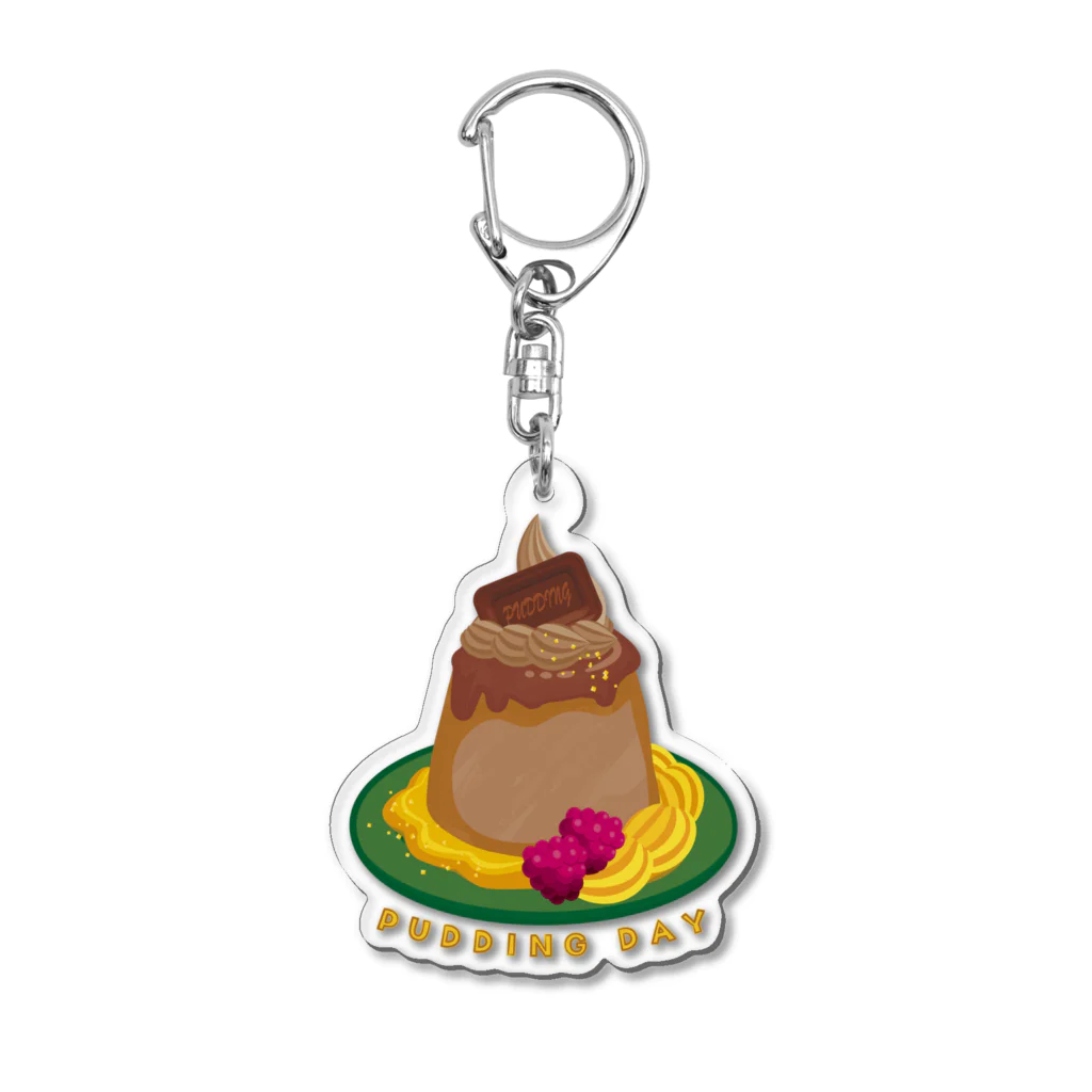 イラスト MONYAAT の毎月25日はプリンの日のプリン　チョコレートプリンac Acrylic Key Chain