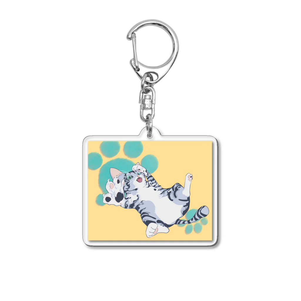 向井利元のじゃれ猫　カラフル Acrylic Key Chain