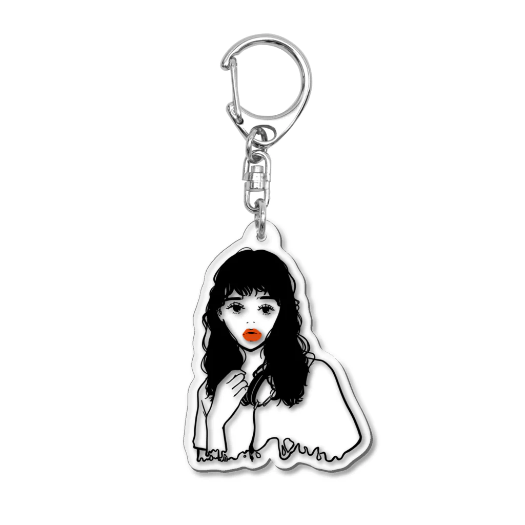 chr＊シンプルイラストのパーマノオンナノコ Acrylic Key Chain