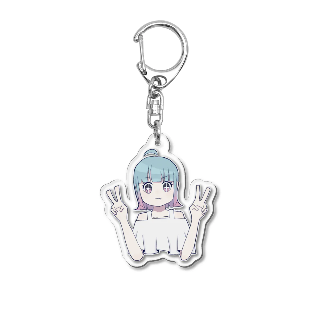 RAMENDOZEのれくもちちゃん (仮称) ダブルピース!! Acrylic Key Chain