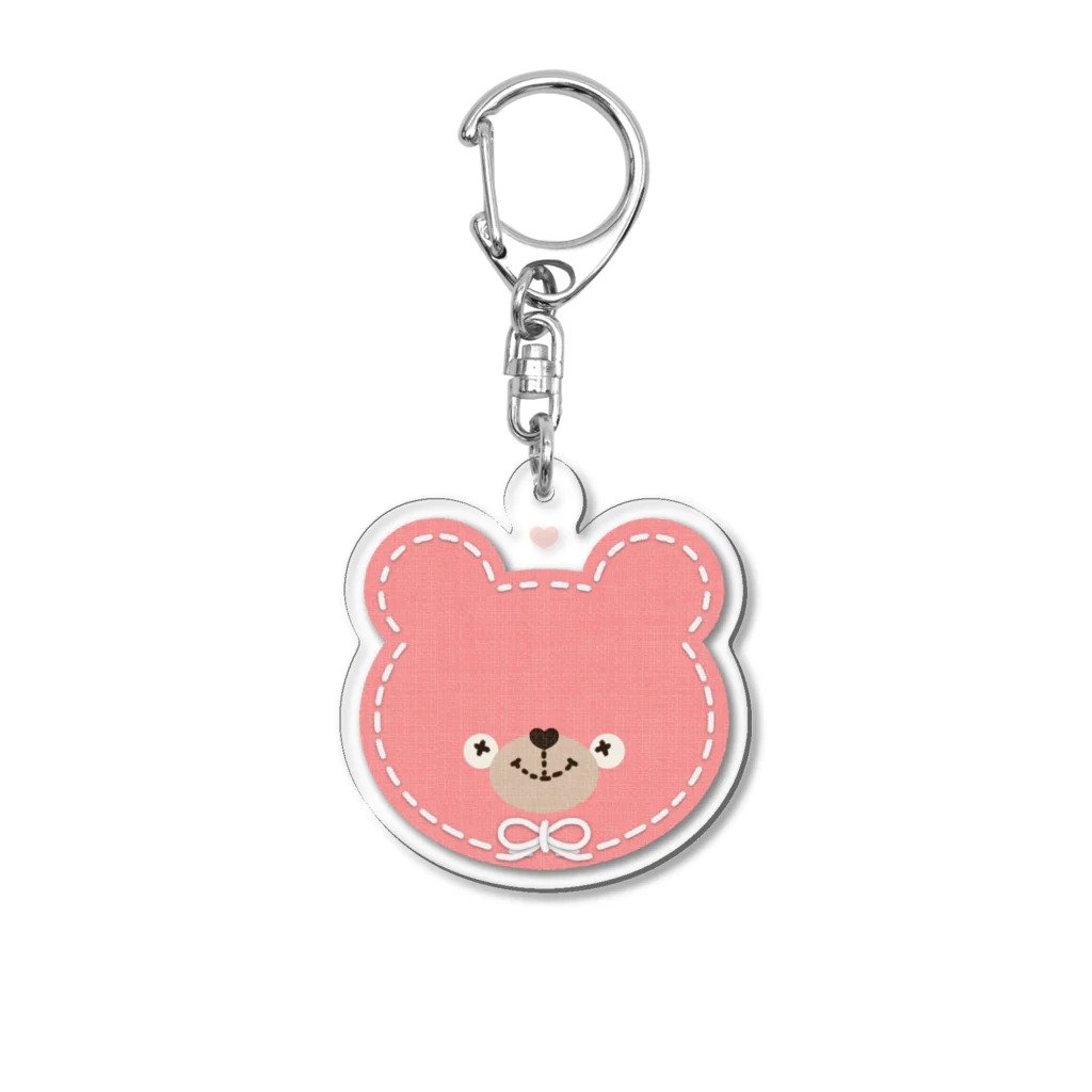 みけねこのしっぽのステッチくまさんピンク Acrylic Key Chain