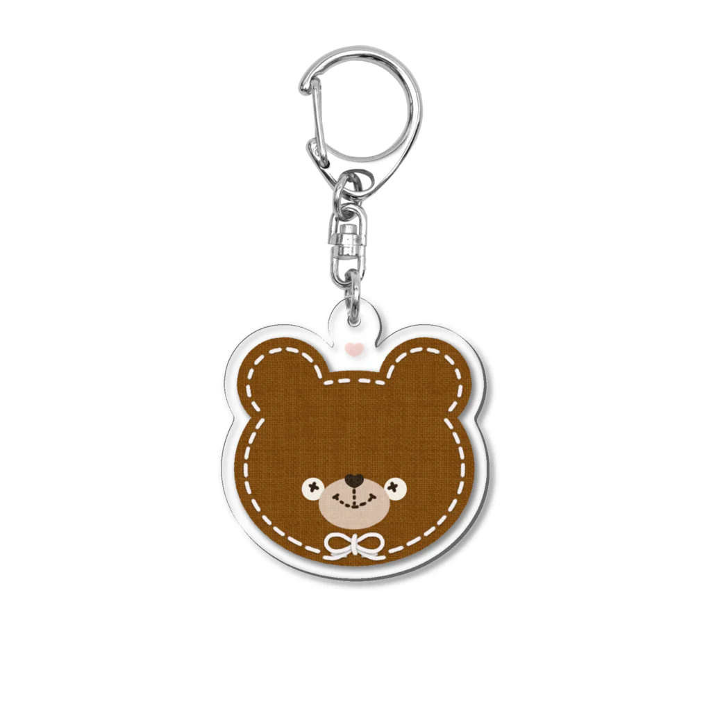 みけねこのしっぽのステッチくまさんブラウン Acrylic Key Chain