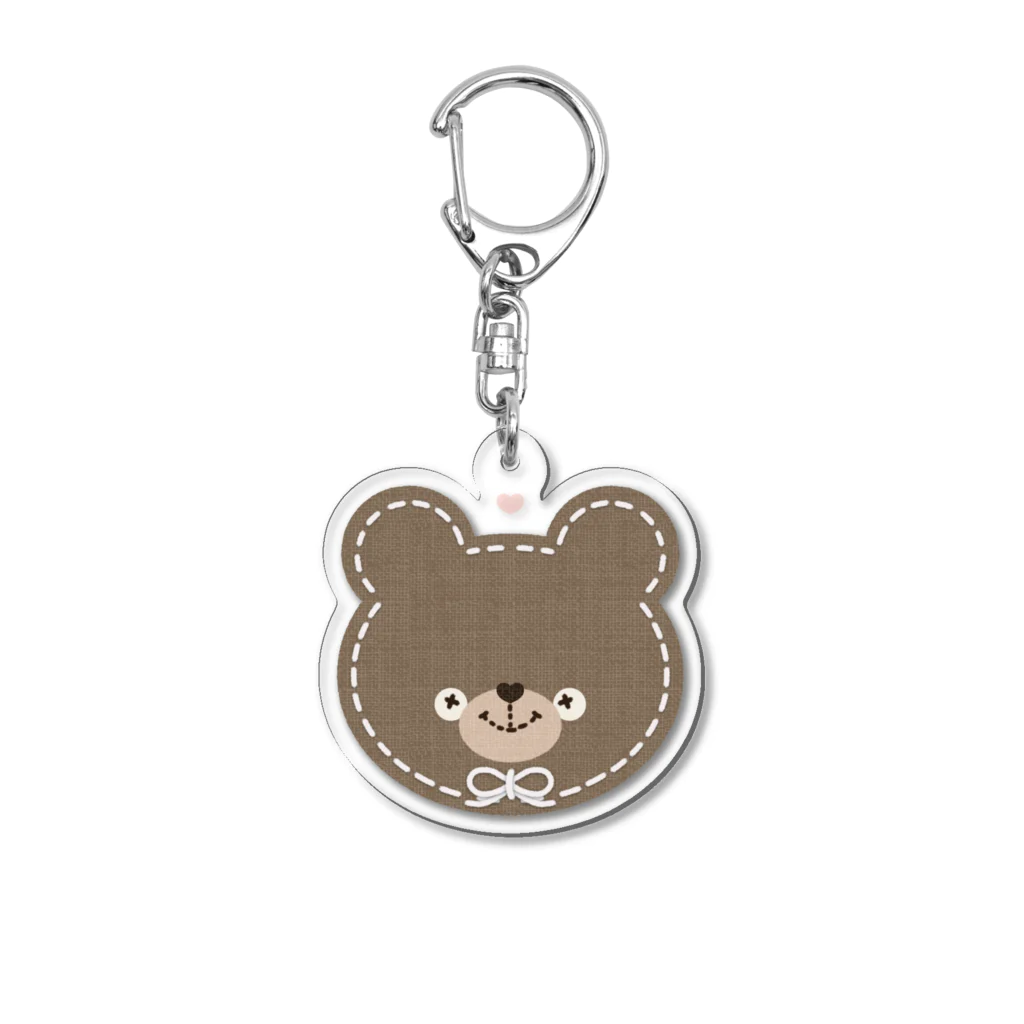 みけねこのしっぽのステッチくまさんベージュ Acrylic Key Chain