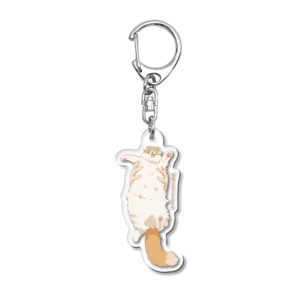 だいこくの猫絵生活ショップの抱っこびよーん猫_ぽてお氏 Acrylic Key Chain