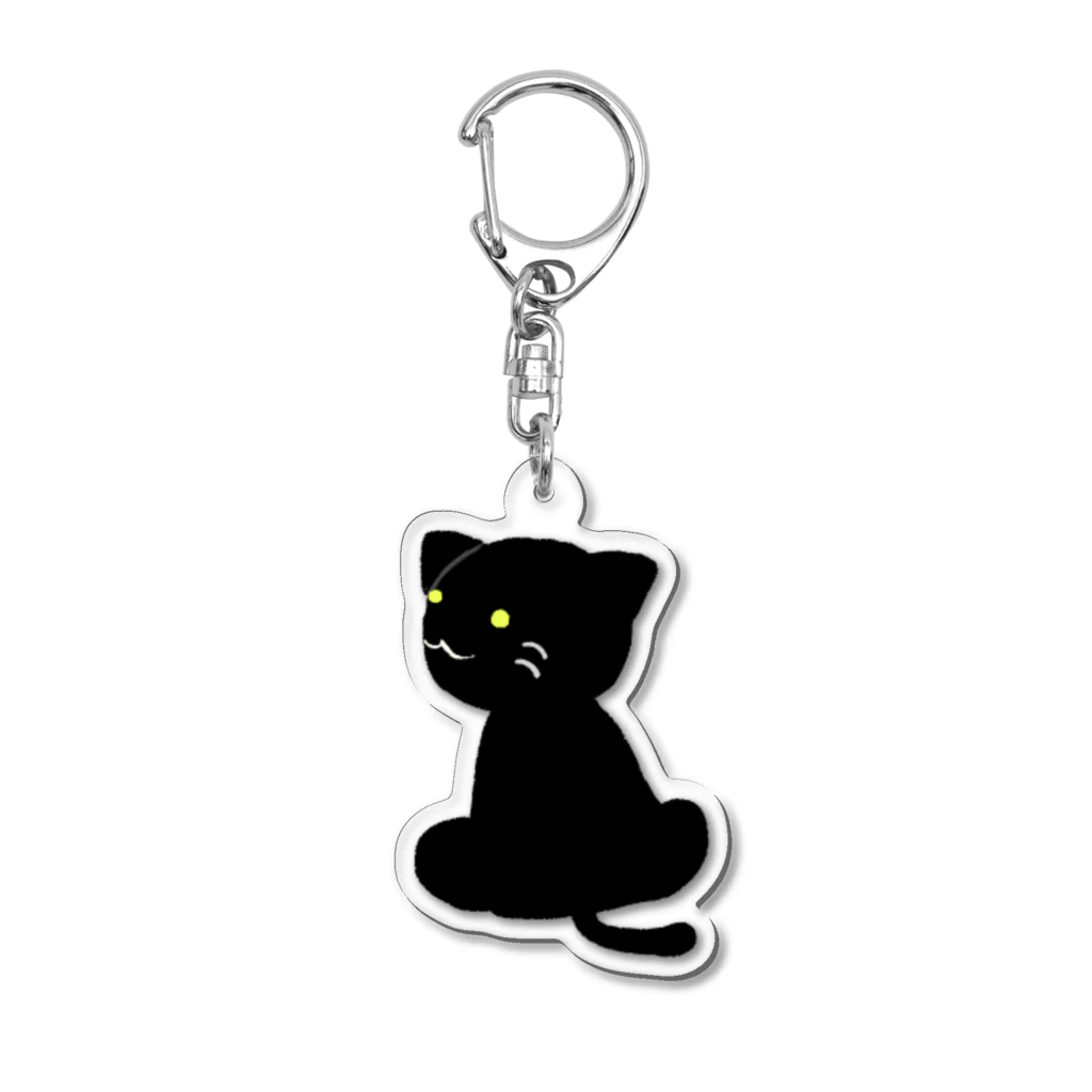 月見うどんの黒い猫さん Acrylic Key Chain