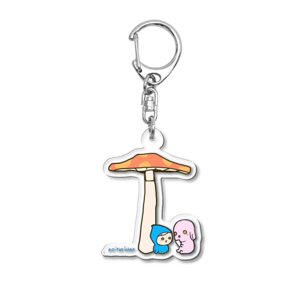 みちぽっぽ｜愛されアイテム屋の１００日後にしあわせになる青いとりちゃん Acrylic Key Chain