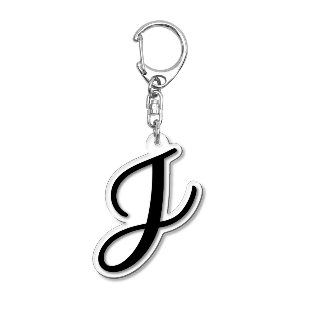 Danae Lettering Merch StoreのJ　イニシャルシリーズ〈BK〉 Acrylic Key Chain