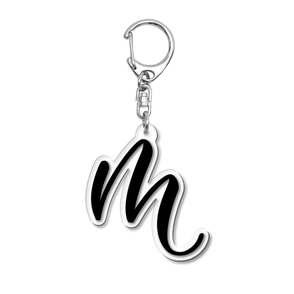 Danae Lettering Merch StoreのM　イニシャルシリーズ〈BK〉 Acrylic Key Chain