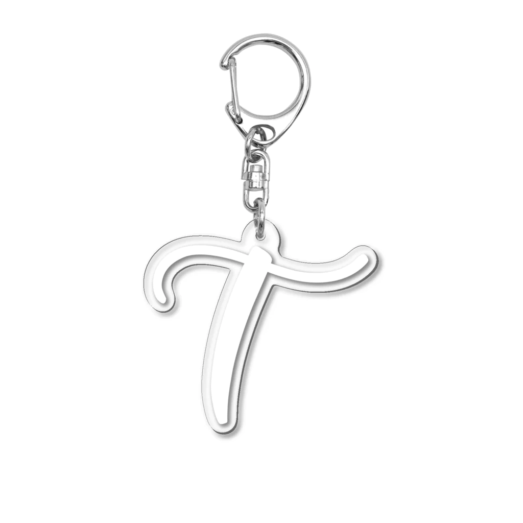 Danae Lettering Merch StoreのT　イニシャルシリーズ〈WH〉 Acrylic Key Chain