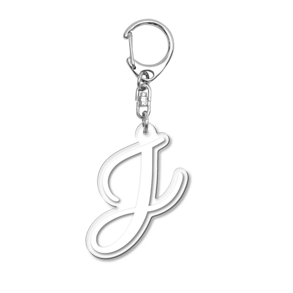 Danae Lettering Merch StoreのJ　イニシャルシリーズ〈WH〉 Acrylic Key Chain