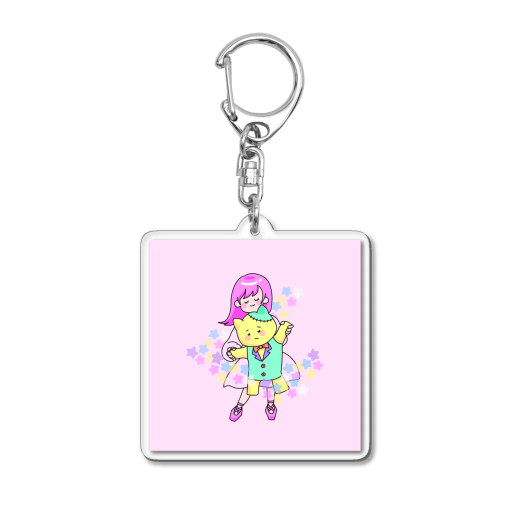 第５チャクラの♡ねこDANCE♡ Acrylic Key Chain