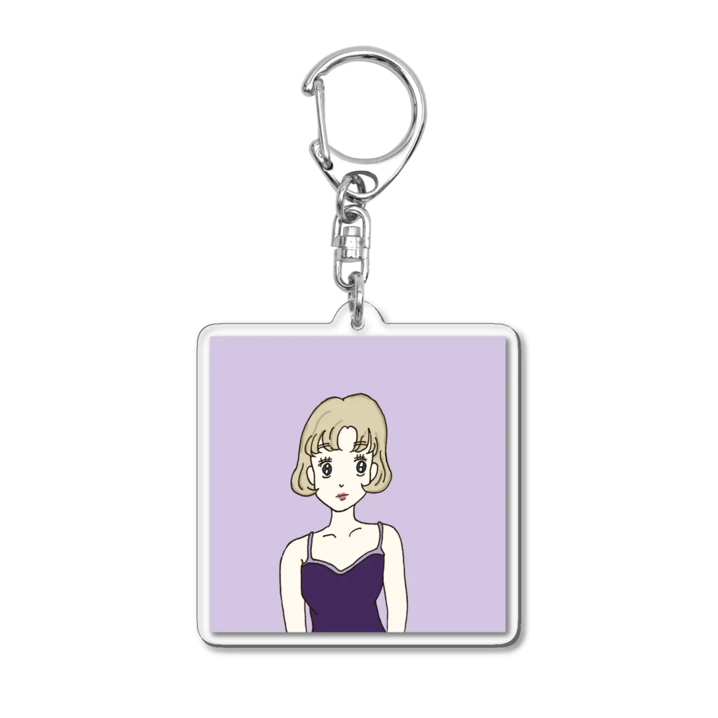 Hinanochin.shopのMs. Blonde Short Hair Acrylic Key Chain