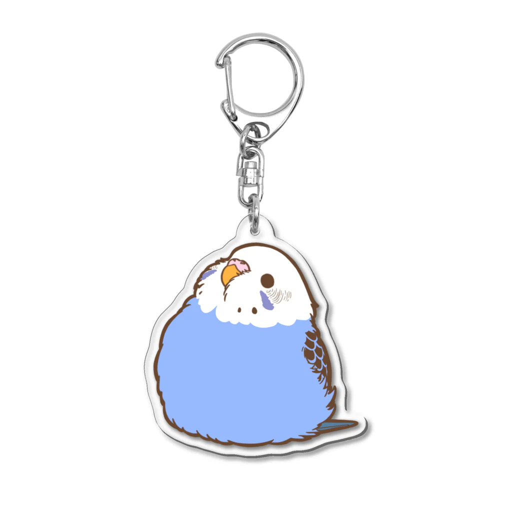 one-naacoの丸いもふ鳥。(セキセイインコ (ノーマル(バイオレットブルー)) Acrylic Key Chain