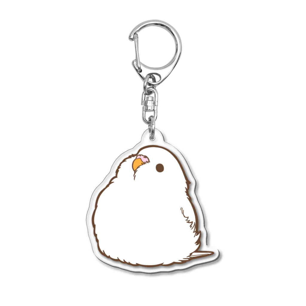 one-naacoの丸いもふ鳥。(セキセイインコ (アルビノ)) Acrylic Key Chain