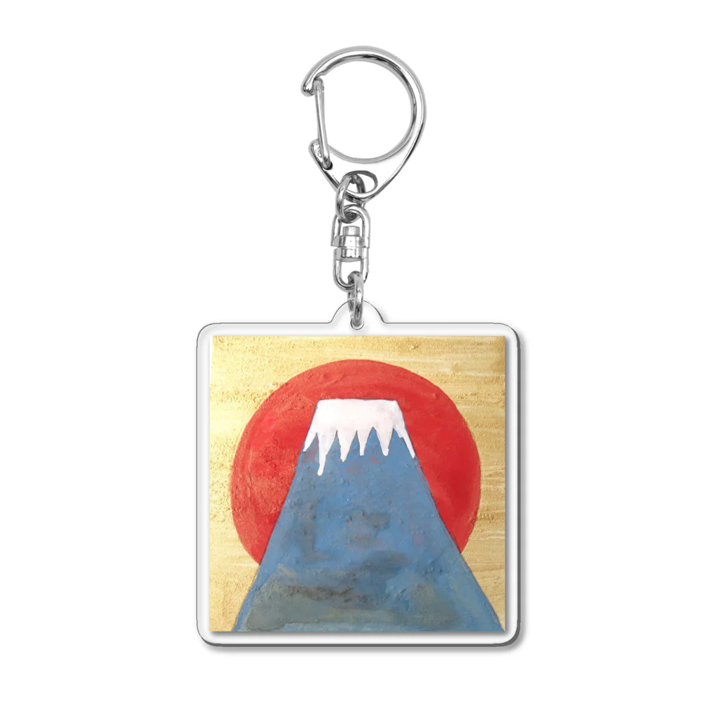 森の中の日本画・富士山と日の出 Acrylic Key Chain