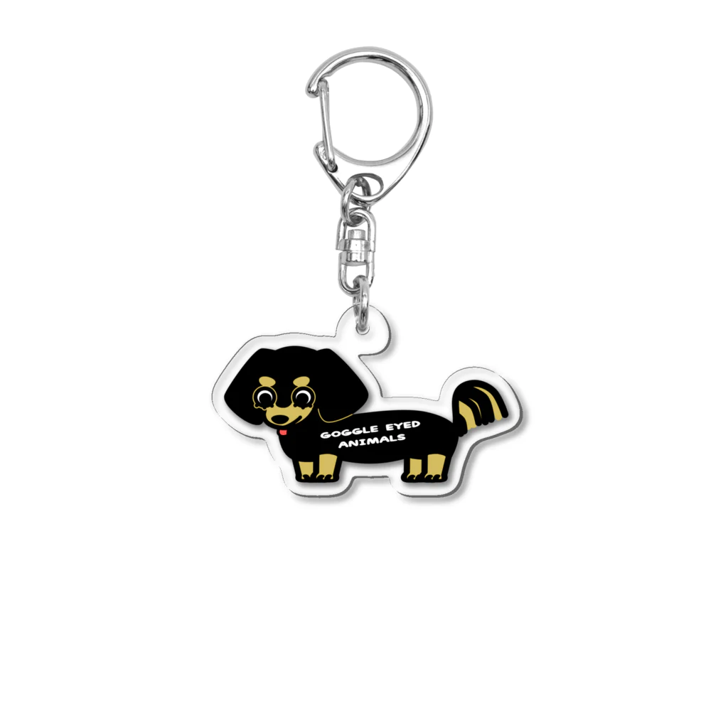 mana_shopのDACHSHUND_BLACK CREAM Acrylic Key Chain